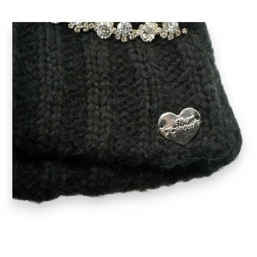 Betsy Johnson Winter Hat with Rhinestones ~ One Size ~ Black ~‎ 100% Acrylic